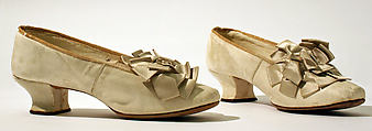Slippers, leather, silk, probably American