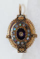 Earrings, gold, semi-precious stones, American