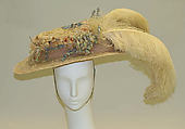 Hat, silk, feathers, wire, American