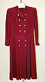 Dress, Mainbocher (French and American, founded 1930), wool, brass, American