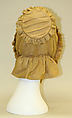 Bonnet, silk, cotton, metal, American
