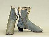 Wedding ensemble, (a–c) silk/wool
(d, e) silk, linen, leather, American