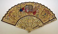 Fan, silk, ivory, gold and silver leaf, French