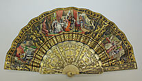Fan, ivory, paper, metal leaf, glass, French