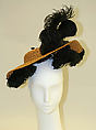 Hat, straw, feathers, silk, French