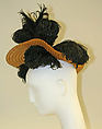 Hat, straw, feathers, silk, French