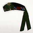 Ensemble, L.P. Hollander &amp; Co. (American), (a) silk
(b) wool, silk, leather
(c) wool
(d) silk, metal, feather
(e) metal, leather, hair, American