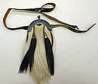Ensemble, L.P. Hollander &amp; Co. (American), (a) silk
(b) wool, silk, leather
(c) wool
(d) silk, metal, feather
(e) metal, leather, hair, American