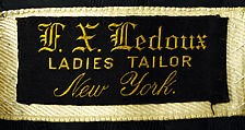 Walking dress, F. X. Ledoux (American), wool, silk, American