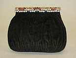 Pouch, Hattie Carnegie, Inc.  American, leather, metal, semiprecious stones, American