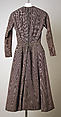 Ensemble, Christian Dior (French, Granville 1905–1957 Montecatini), (a) cotton/rayon/acetate blend
(b) straw
(c–f) metal, French