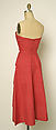 Ensemble, (a–c) House of Jacques Fath (French, founded 1937), (a, b) linen, silk, nylon
(c) linen, leather
(d) straw, French