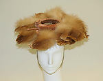 Hat, Milgrim (1927–1990), cotton, feathers, horsehair, American