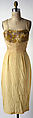 Cocktail ensemble, House of Dior (French, founded 1946), (a, b, d) silk
(c) leather
(e) straw, silk, metal, French