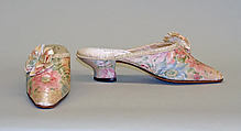 Mules, Lord & Taylor (American, founded 1826), silk, leather, wood, American