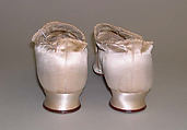 Wedding slippers, silk, leather, metal, American
