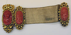Bracelet, gold, coral, gold thread, American or European