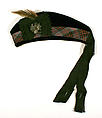 Ensemble, (a, b) silk, metal
(c) wool, silk
(e, g, h) wool
(f) leather, metal, hair
(i) silk
(k) silk, metal, feather
(m, n) metal, Scottish