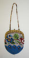 Bag, glass, metal, silk, French