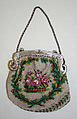 Purse, glass, silk, metal, French