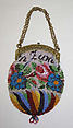 Purse, glass, metal, silk, French