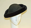 Hat, John-Frederics (American, 1929–1948), wool, silk, American