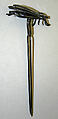 Hairpin, metal, glass, American