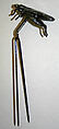 Hairpin, metal, glass, American
