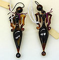 Pierced earrings, tortoiseshell, gold, American