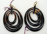Pierced earrings, tortoiseshell, gold, American