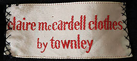 Dress, Claire McCardell (American, 1905–1958), wool, American