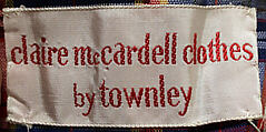 Dress, Claire McCardell (American, 1905–1958), cotton, rubber, metal, American