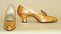 Evening slippers, J. & J. Slater (American), leather, wood, metal, American