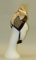 Bonnet, silk, feathers, metal, American