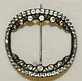 Belt buckle, metal, rhinestones, American or European