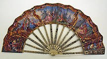 Fan, paper, ivory, gold, silver, French