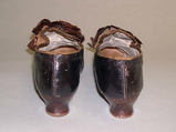 Shoes, silk, leather, wood, American