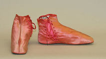 Boots, silk, leather, cotton, American