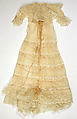 Christening dress, cotton, silk, probably French