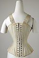 Corset, cotton, boning, metal, American