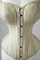 Corset, cotton, boning, metal, American