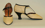 Sandals, straw, leather, metal, French