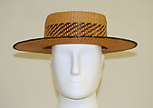 Boater, straw, cotton, American