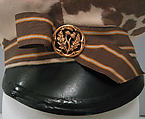 Cap, ponyskin, silk, metal, British