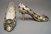 Evening shoes, House of Dior (French, founded 1946), silk, metallic thread, French