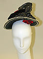 Hat, silk, feathers, American