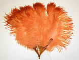 Fan, ostrich plumes, plastic, American