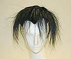 Dinner hat, silk, feathers, probably French