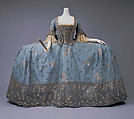 Court dress, silk, metallic thread, British