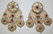 Earrings, silver, pearl, Indian